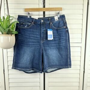 New Judy Blue Cooling Tummy Control Jean Shorts High Waist Stretch Dark Size 3XL